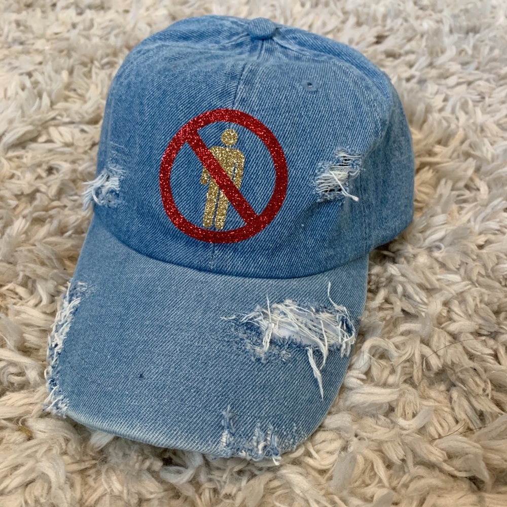 Distress light jean hat
